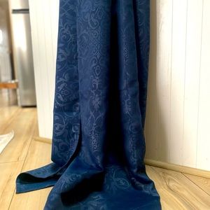 7ft Navy Blue Curtains with floral designs